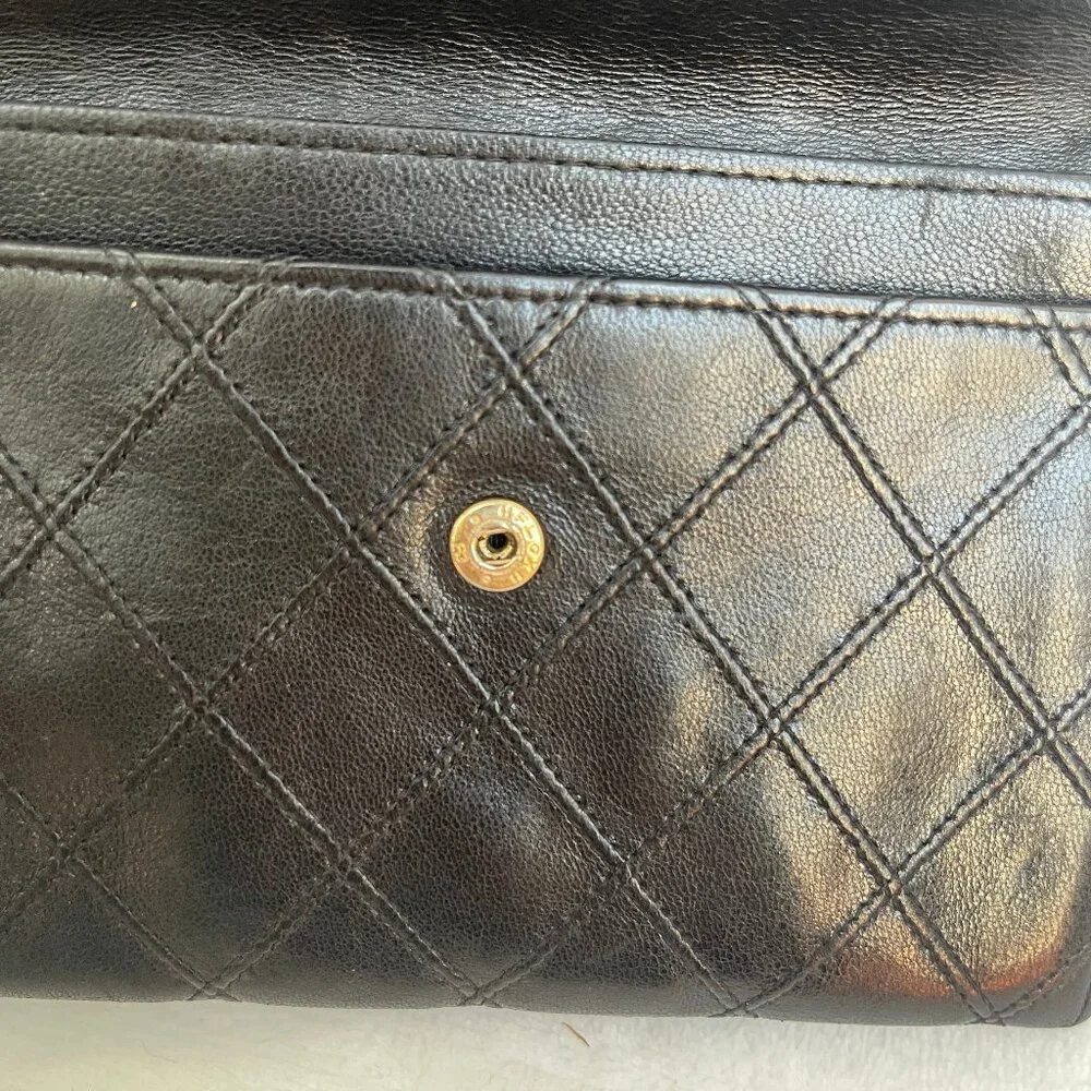 Chanel Small Diamond double Stitch Black Wallet